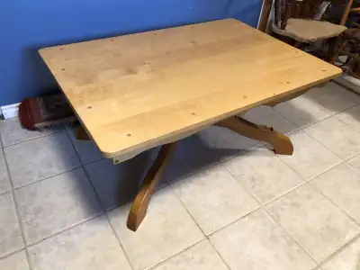 Farmhouse wooden pedestal coffee table, View more