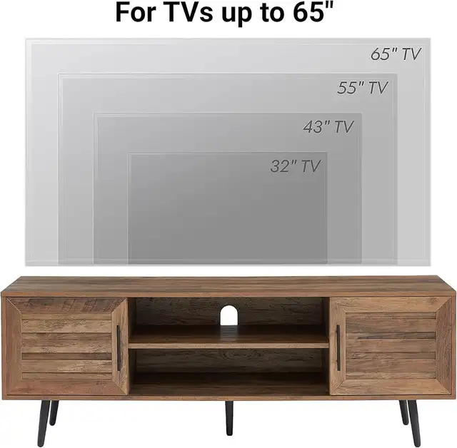 65" Mid Century Modern TV Stand, Wood TV Stand with  Cabin in TV Tables & Entertainment Units in Markham / York Region - Image 7