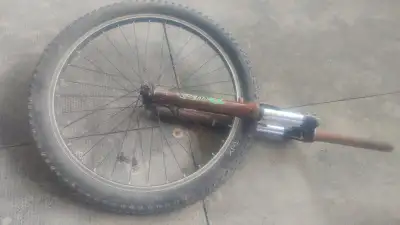 Bike wheel, tire and fork 24 inch, View more