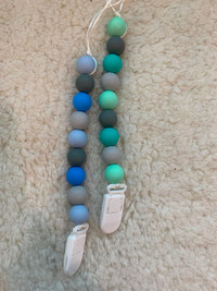 Pacifier Clips BPA Free Silicone Beaded Binky Holder and Cotton