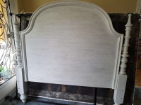 Ornate Antique White high end queen/double head board