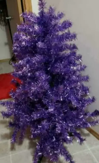 4' purple tinsel metallic Christmas tree , View more