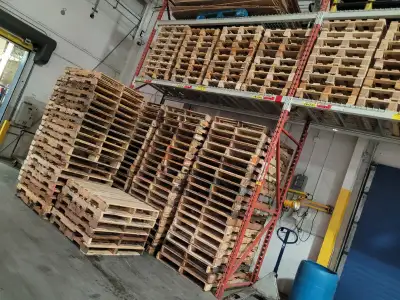 WOOD pallets skids 48x40 four way pallet skid ready now!, View more