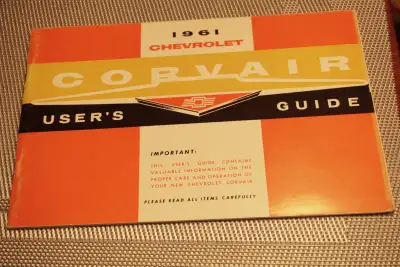 1961 Chevrolet Corvair Owners Manual User Guide Reference Operator Book