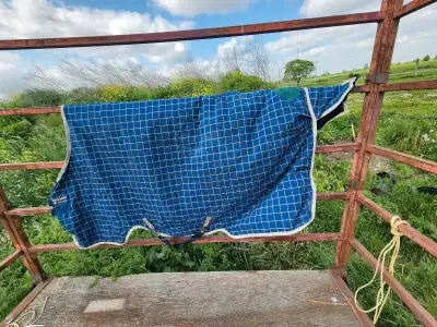 78" (6'6") bucas horseware rhino lined rainsheet. Not waterproofed. One patch. All buckles work grea...