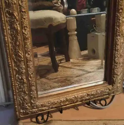 Vintage Rectangular Guided wooden stuccoed mirror, View more