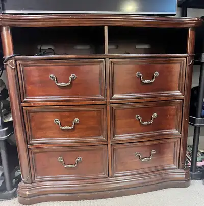 Large 6 Drawer Media Chest/ Dresser- Dark Wood Finish, View more