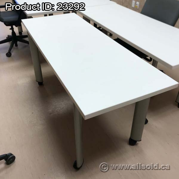 White Rolling Training Table w/ Silver Legs in Other Tables in Calgary - Image 2