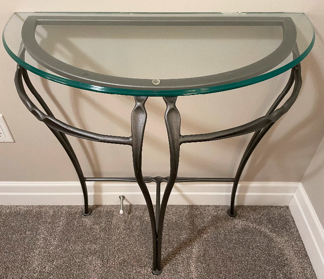 Steel and glass  console table and mirror set / Pewter finish in Other Tables in Stratford - Image 3