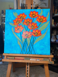 Christine Masalska Oil Painting Flowers Vancouver BC Canada 20”