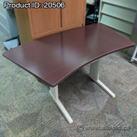Curved Espresso Sit Stand Desk Surface 48" to 60" x 30"