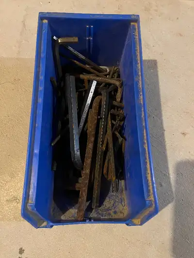 Hex Keys Small-Large Big Heavy Pile of Old Metal Tools in Bin, View more