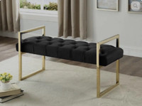 Black velvet bench with gold arms