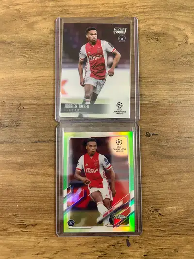 Lot 2 Cartes Soccer Jurrien Timber Neon Green /99 + Stadium Refr, View more