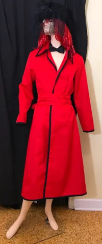 Red Ringmaster Full Length Coat-Red-Black Trim-Belt!