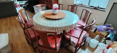 Beautiful Chinese Rosewood Dining and Living Room Set, View more