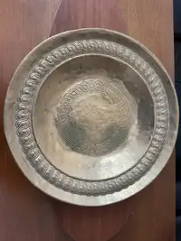 Vintage Ornate Decortive Bowl Plate Solid Bronze Handmade Signed