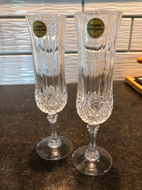 Vintage cristal d'arques champagne flutes, set of 10