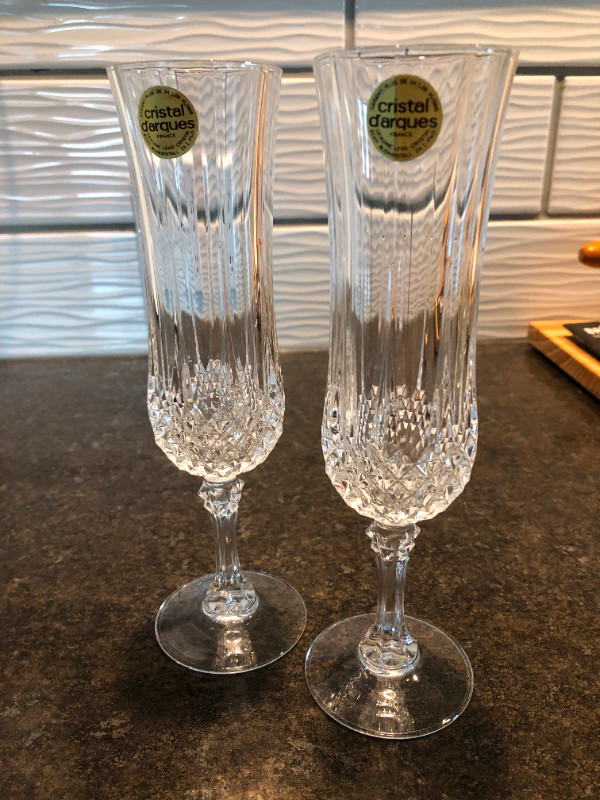 Vintage cristal d'arques champagne flutes, set of 10 in Kitchen & Dining Wares in Winnipeg