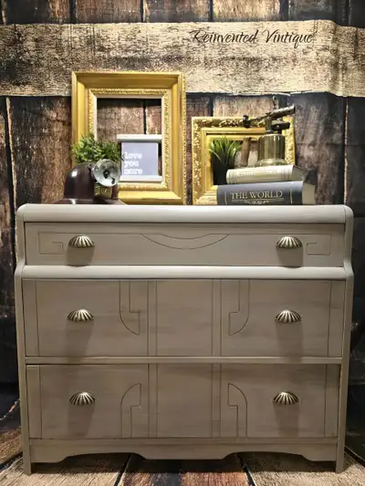 Refinished Antique Waterfall Dresser, View more