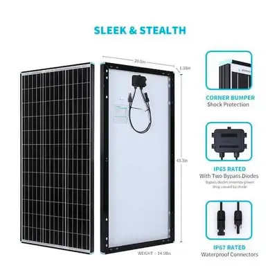 Renogy 100W Solar Panels (RSP100D-BK), View more