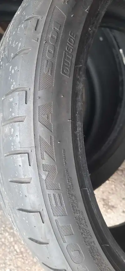 2 TIRES AVAILABLE . BRIDGESTONE POTENZA S001 RUNFLAT, 255/35R19, 7/32" TREAD REMAINS NO PLUGS OR PAT...