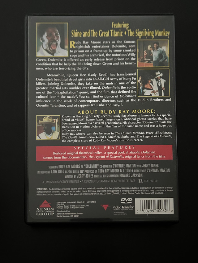 Rudy Ray Moore Is Dolemite DVD in CDs, DVDs & Blu-ray in Markham / York Region - Image 2