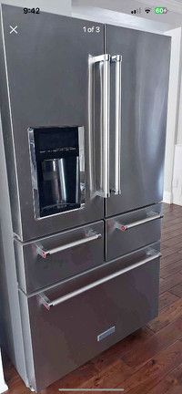 KITCHEN AID 36 inch 5 door fridge bottom freezer ice water