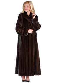 Female Pure Mink Fur Coat Woman's Walnut Brown (Size: Women’s 14