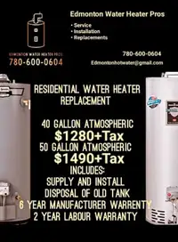 Water heater Replacement Hot water tank replacement Edmonton 