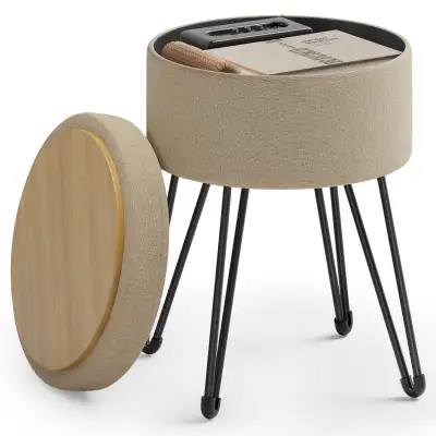 SONGMICS Round Storage Ottoman Stool, View more