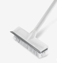 BOOMJOY Floor Scrub Brush with Long Handle, 2 in 1 Scrape and Br