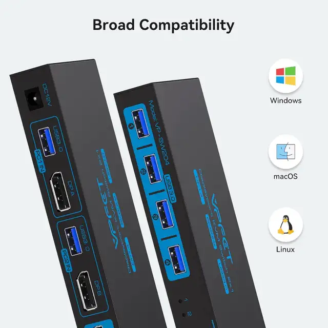 8K Displayport KVM Switch 1 Monitors 2 Computers Support 4K@120H in Networking in City of Toronto - Image 7