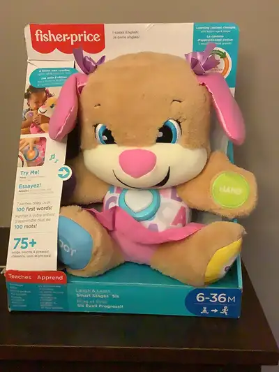 Fisher-Price Plush Dog Baby Toy with Lights Music and Smart Stages Learning Content, Laugh & Learn S...