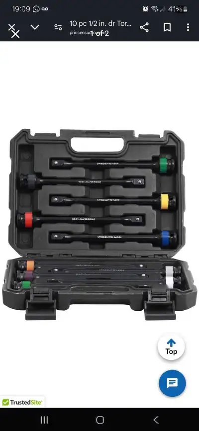 10 pc 1/2 in. dr Torque-Limiting Extension Bar Set, View more