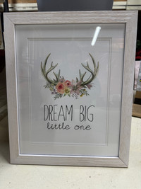 Dream Big Little One Rustic Antler Nursery Picture 