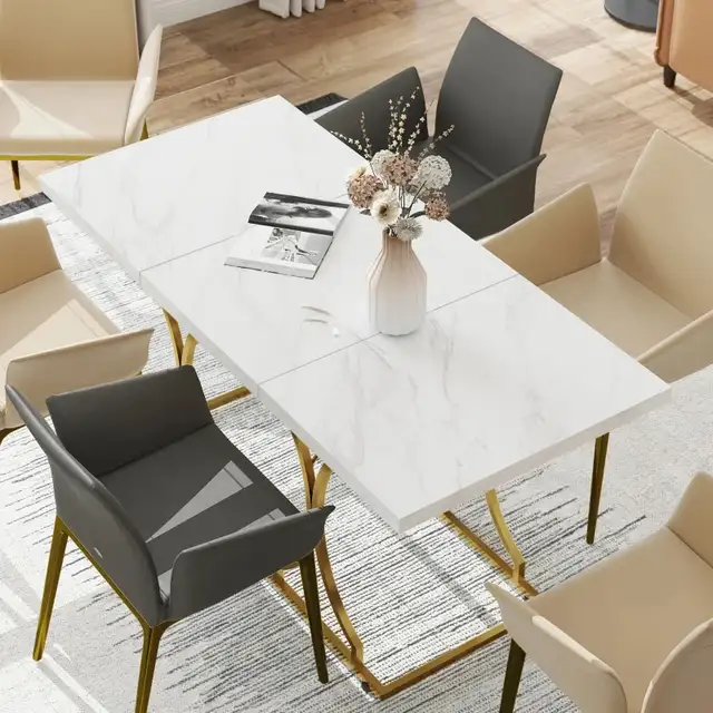 59" Dining Table for 6, Modern Marble-Pattern Kitchen Dinner in Dining Tables & Sets in Markham / York Region - Image 10