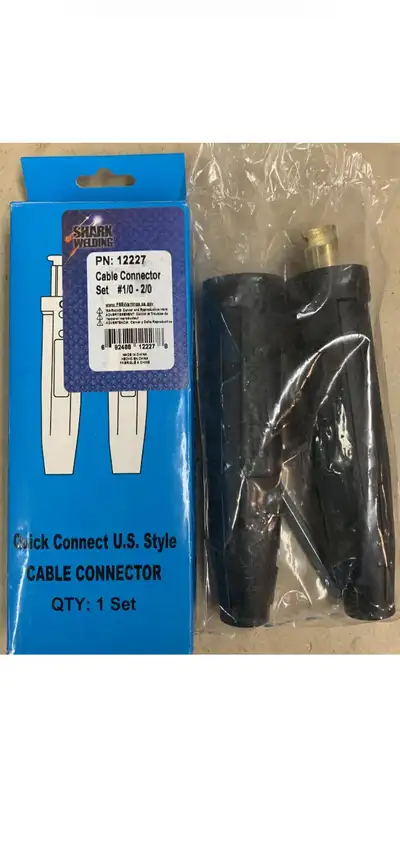 One set of welding cable connectors, 1/0-2/0, Shark 12227. New in Box Asking $20 each. (2 sets avail...
