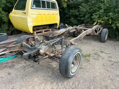 1977 Chevy Roller 4x4 frame. Don’t know much about it as far as gear ratios, come and have a look fo...