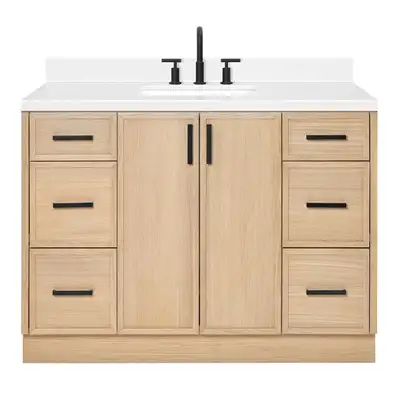 BRAND NEW 48” single sink bathroom vanity with carrara quartz top SKU: ZZB11303 Regular Retail $3050...
