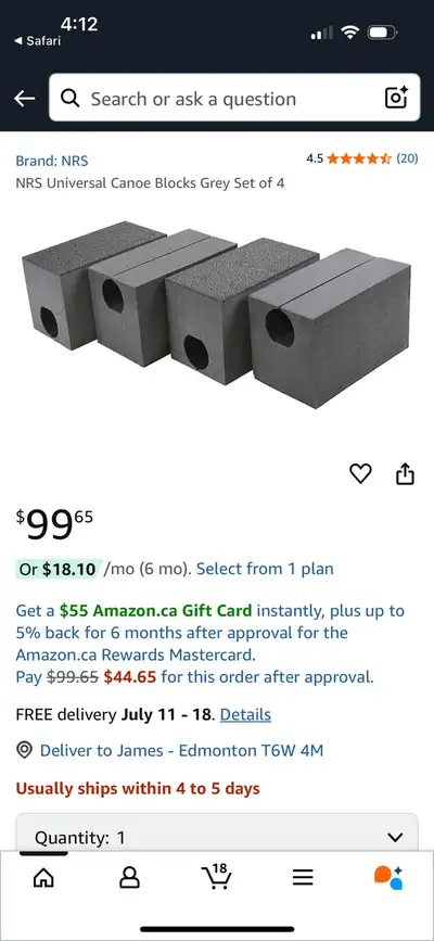 Canoe roof mounts, four pads and Strap included , Great condition , similar to the ones in the first...