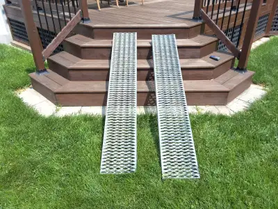 RAMPE EN ACIER GALVANISÉ ROBUSTE DE 12" X 72" PARFAIT POUR CHARGER DANS UN CAMION VTT, COTE À COTE,...