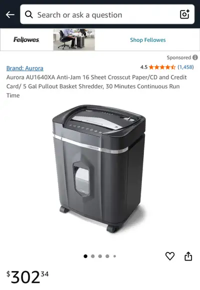 Aurora AU1640XA Anti-Jam 16 Sheet Crosscut Paper/CD and Credit C, View more