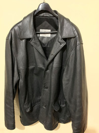 Men's London Fog Black Leather Jacket - size XL