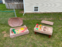 Sandbox, playset and toys