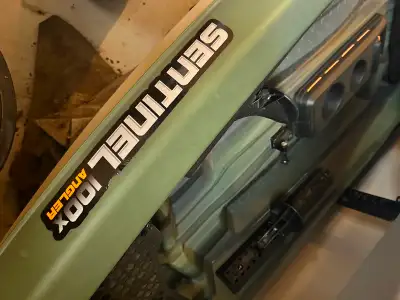 In perfect condition. I am including the vest (large size), paddle and first aid kit.