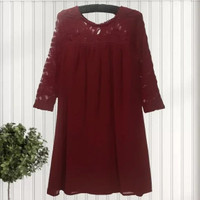 M | Long Lace Sleeve Midi Dress