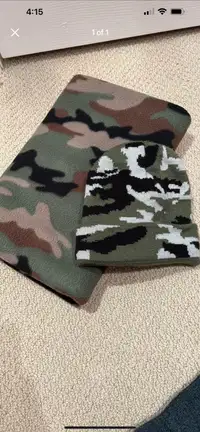 FLEECE CAMO BLANKET AND KNIT ARMY TOQUE