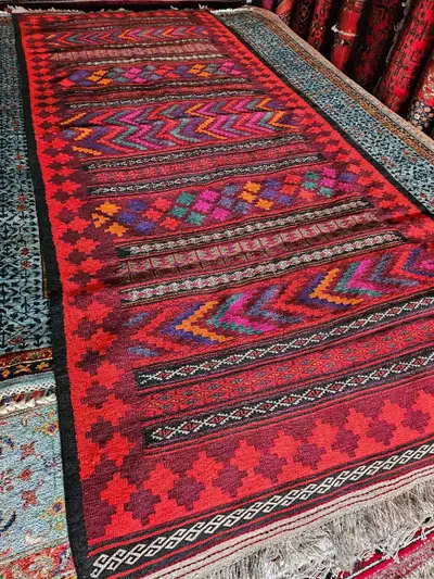 Sumac woollen kilim runner rug, View more