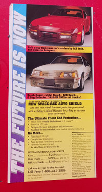1990 AUTO SHEILD AD WITH MUSTANG GT & PORSCHE 944 RETRO AUTO
